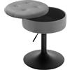 WOLTU Sgabello Piccolo da Bar in Velluto e Metallo, Sedia da Pranzo con Vano Portaoggetti, Sgabello Rotondo Girevole, Altezza Regolabile tra 49,5-65cm, Grigio Scuro BH329dgr-1