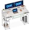 ODK Scrivania Computer, Scrivania con 2 Cassetto e Vassoio per la Tastiera, Scrivania da Ufficio con Supporto per Monitor, Tavolo Scrivania per Ufficio e Casa, 120x48x90cm (Bianca, 120x48x90cm)