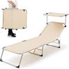 BAKAJI Lettino Prendisole con Tettuccio Parasole Sdraio Pieghevole Salvaspazio, Schienale Regolabile, Struttura in Metallo e Tessuto in Polyestere per Mare Spiaggia Piscina Relax (Beige)