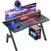 HLFURNIEU Scrivania Gaming Ergonomica, 100 x 50 cm Postazione Gaming, Tavolo Gaming con Superficie in fibra di carbonio, Scrivania Gamer Nero