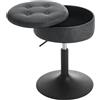 WOLTU Sgabello da Trucco Girevole, Sedile Regolabile in Altezza, Sedia da Bar Rotondo con Contenitore, Pelle sintetica vintage, Base in Metallo, per Cucina, Soggiorno, Antracite, BH439an-1