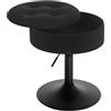 WOLTU Sgabello Piccolo da Bar in Velluto e Metallo, Sedia da Pranzo con Vano Portaoggetti, Sgabello Rotondo Girevole, Altezza Regolabile tra 49,5-65cm, Nero BH329sz-1