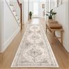 HUGEAR Tappeto runner vintage per corridoio, 60 x 240 cm, grigio talpa neutro, tappeto da cucina, antiscivolo, lavabile, per corridoio, ingresso, soggiorno, camera da letto, lavanderia