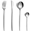 Pleafind Set posate, Pleafind set di posate per 6 persone, 24 pezzi posate in argento, posate acciaio inox con coltello, forchetta, cucchiaio, lavabili in lavastoviglie＆lucidate a specchio