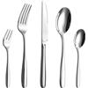 Velaze Set di Posate da Tavola per 12 Persone, Set 60 Pezzi in Acciaio Inox 18/10, Posate Servizio 12 Cucchiaio, 12 Forchetta, 12 Coltello, 12 Cucchiaino tè, 12 Forchetta Dolce - Argento (C60)