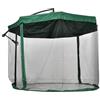 Outsunny Ombrellone Decentrato 3x3 m con Zanzariera, Base a Croce, Prese d'Aria e Manovella, Ombrellone da Giardino Inclinabile e Girevole a 360° in Acciaio e Poliestere, Protezione UV, Verde