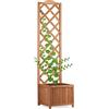 Relaxdays Fioriera con grigliato in legno da giardino vaso per piante rampicanti 25 L con griglia 150 cm resistente beige