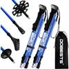 DOBESTS Bastoni da Trekking, Bastoncini Trekking Pieghevoli Nordic Walking in Alluminio e Carbonio, Regolabili da 110 a 130 cm (Grigio argento - manico in sughero)