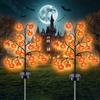Fohil Decorazioni di Halloween - 2 Pezzi 20LED Lampade Solari a Zucca, Luci Decorative, Lanterna per Esterni, Giardino, Cortile