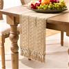 Velvhom Runner da Tavolo Moderno Marrone Boho Runner Tavolo con Nappa Primavera Estate in Lino e Cotone Rustico Tovaglia da Fattoria 30x140cm per Festa Matrimonio Sala da Pranzo