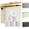 Lifewit Contenitore Carta Igienica, Cesto Porta Carta Igienica, Portarotoli Carta Igienica Scorta con Coperchio in Bambù, Organizer Bagno, Cestino Portaoggetti, Scatola, 23L, Bianco