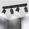 TaFiCo Faretto da Soffitto LED 4 Luci GU10, Nero | Lampada da Soffitto, Plafoniera LED Faretto Orientabile per Soggiorno Camera da Letto Cucina, Senza Lampadina