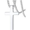 FaithHeart Collana con Croce da Uomo, Ciondolo Croce Cristiana, Acciaio Chirurgico Inossidabile 316L, Impermeabile, Tre colori, Catena 55+5cm, Regali Comunione Maschio