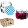 KADAX Piccoli vasetti per conserve da 250 ml, con coperchio, ermetici da regalare, mini barattoli per miele e spezie (10 pezzi, blu a quadretti)