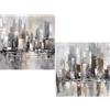DRW Quadro su Tela di Città Dipinto a Mano in Bianco e Grigio 60 x 3 x 60 cm, Medidas: 60x3x60cm