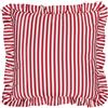 Wylder Nature Millie Cuscino imbottito in poliestere per esterni a righe con volant - Rosso caramella - 50x50 cm