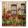FILMILIL Tenda da doccia in stile fattoria con piante verdi italiane in vaso, stile vintage, stampa 3D, scena mediterranea grecia, decorazione per bagno, tessuto in poliestere con ganci (228 x 178 cm)
