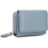 CHAOFANXI Portafoglio Donna Piccolo in Pelle da Donna, Portamonete Piccoli Trifold Piccola Corto Portamonete con 6 Scomparti per Carte con 1 Sezione di Fattura e 1 Tasca con Cerniera, Denim Blue