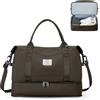 SEAFEW Borsone da Viaggio Donna, 40x20x25 Ryanair Bagaglio a Mano Borsa da Viaggio con Scomparto per le Scarpe, Borsa Sportiva Borsone da Palestra Grande, Borsa da Weekend,Borsa per Ospedale,F14-Curry scuro