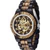 Tiong Marrone numeri romani uomini orologio in legno scavato orologio automatico orologio meccanico in legno per gli uomini, Mwd-04