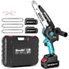 SEESII 8 Pollici Mini Motosega con 2 * 4000mAh Batterie, Brushless Motosega Elettrica con Olio Automatico, Peso Leggero di 3,2 libbre, Ideale per Taglio del Legno, Potatura degli Alberi e Progetti DIY