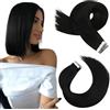 Moresoo Extension Capelli Bioadesive #1B Nero Extensiones de Pelo Natural Biadesivo Extension Capelli 20pcs/30g 12 Pollice Extensiones Adhesivas Cabello Humano
