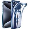 AFENGBOX Cover Magnetica per iPhone 15 Pro Max,Compatibile con MagSafe,Custodia Protettiva Antiurto in Silicone iPhone 15 Pro Max Case,Trasparente Blu