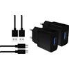 MyGadget 2x Caricatore Micro USB - Caricabatterie da Muro (2A | 5V) & Cavo 1 m - per Smartphone & Tablet, Samsung (u.a. S6 | S7), HTC, Sony, Nexus in Nero