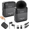 iyes.top Microfono Wireless Lavalier per iPhone/USB C/Android Cellulare, Mini Microfono Senza Fili Bluetooth per Smartphone con Monitoraggio in Tempo Reale/Audience, Audio Ducking per Live/Vlog/YouTube/TikTok