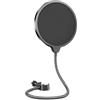 Generic Filtro antipop professionale per microfono Blue Yeti, supporto antiurto per microfono, microfono ASMR, filtro pop a doppio strato con copertura in schiuma e collo d'oca flessibile a 360°, protezione