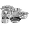 WOLL Set di pentole in acciaio inox, 10 pezzi, adatte a induzione, per tutti i piani cottura, lavabili in lavastoviglie, resistenti alla corrosione