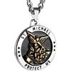 HZMAN Collana da uomo con ciondolo rotondo a forma di Arcangelo in acciaio inox, idea regalo, 3.5 cm x 3.5 cm (Pendant), 61 cm (Necklace), Acciaio inossidabile, Non pietra preziosa