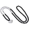 COAI Collana Cuore Donna Pietre Naturali, Collana Perle Mala 108 Grani in Onice e Howlite Annodate a Mano e Ciondolo Cuore di Howlite