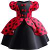 Lito Angels Vestito Costume da Ladybug Coccinella Festa di Compleanno per Bambina Taglia 5-6 anni, Pois Rosso e Nero (Etichetta in Tessuto 120)