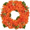 Hollyone Ghirlanda di ortensie artificiali da 40,6 cm, ghirlanda di fiori finti arancioni, ortensie finte per porta d'ingresso, ghirlanda floreale per camino, cucina, fattoria, decorazione da parete