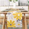 DecorMommt Runner Tavola Salotto Giallo Runner Tavola Dalia di Fiori Moderno Tovaglia di Lino Astratta Decorativi per Tavolo da Pranzo Autunno per Festival，Picnic, Feste, Cucina，Matrimoni 33x183 CM