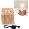 Nizirioo Lampada da Tavolo a Forma di Cubo in Legno, E27 Lampada da Comodino, Base EU-Plug, Perfetta per Camera da Letto, Soggiorno, Ufficio (Senza Lampadina)