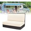 POPUBBY Copridivano per Camper, 1 set (2 pezzi) Elasticizzati Jacquard Copri Divano per Roulotte, Lavabile Fodere Cuscini Dinette RV, Copri Sedili per Caravan Coprischienale e Copripanca (Beige)