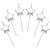 JUHONNZ Candeline Compleanno a Forma Stella,6 Pcs Particolari Candele di Compleanno a Forma Stellare per Decorazione della Torta di Feste di Compleanno e Matrimonio,Argento