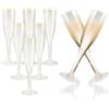 FainFun Flauti da Champagne in Plastica, FainFun 6 Pezzi Bicchieri di Plastica per Champagne con Glitter Oro, 200 ML Flute Champagne Oro Trasparente, Calici da Champagne Eleganti per Matrimonio, Festa