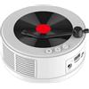 PETSTIBLE Retro Audio Speaker Mini Vinile Giradischi con FM Bianco Portatile Radio FM/Lettore CD Supporto AUX E USB Opzioni di Riproduzione