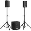 Vonyx VX0812BT 2.1 Set di altoparlanti attivi 12, subwoofer da 12, 2 satelliti da 8, Bluetooth, lettore USB e SD, ingresso microfono con effetto Echo, ingresso e uscita linea, Equalizzatore