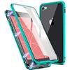 EATCYE Cover per iPhone 6S / iPhone 6 (4,7 Pollici), [Adsorbimento Magnetica] Custodia 360 Gradi Anteriore e Posteriore Doppi Trasparente Vetro Temperato Custodia con Montatura in Metallo (Verde)