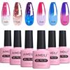 AIMEILI Smalto Semipermanente Unghie Azzurro Smalto Cambia Colore con Temperatura Smalto Termico in Gel UV LED Soak Off Set 6x10ml - Kit 14