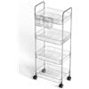 Uwenkjie Carrello portaoggetti in acrilico a 4 strati, carrello mobile in acciaio inox con maniglia e scatola portaoggetti multifunzionale, adatto per cucine, bagni, lavanderie e uffici, HJ-001