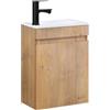 Kometmöbel Mobile Bagno con Lavabo 40 cm, preassemblato, piccolo lavabo con mobiletto (Rovere, Senza Rubinetto)