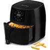 ZEEGMA Knapper Pro Friggitrice ad Aria 1400W Temperatura 60-200°C Tempo di riscaldamento 60s Grande Cestello e ciotola 4.5L Rivestimento in teflon 8 programmi Lavabile in lavastoviglie Timer