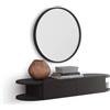 Mobili Fiver, Consolle Sospesa Olivia con 2 cassetti, Nero Frassino, Nobilitato, Consolle moderna corridoio, Made in Italy