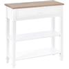 HOMCOM Tavolo Consolle Bianco e Color Legno con Cassetto e 2 Ripiani, Tavolino Salvaspazio in MDF, 75.6 x 27.5 x 80.5cm