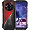 DOOGEE S118 Pro 5G Rugged Smartphone, 24GB RAM + 512GB ROM, 10800mAh, Display 6.6 FHD+ 120Hz, AI Camera 108MP, Octa-Core 6nm, Android 14, Dual SIM, NFC, WiFi6, Unlock, 2025, Rosso